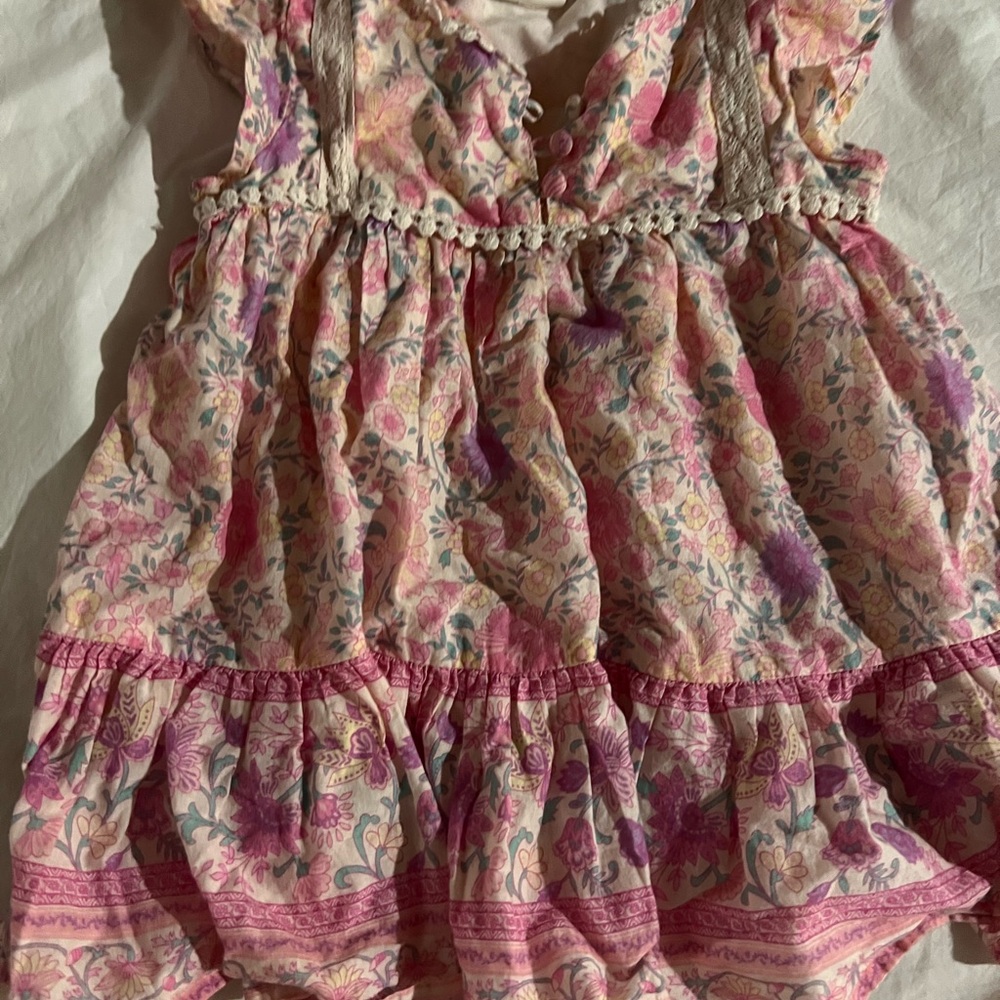 Spell Pink Floral Ruffled Kids Dress